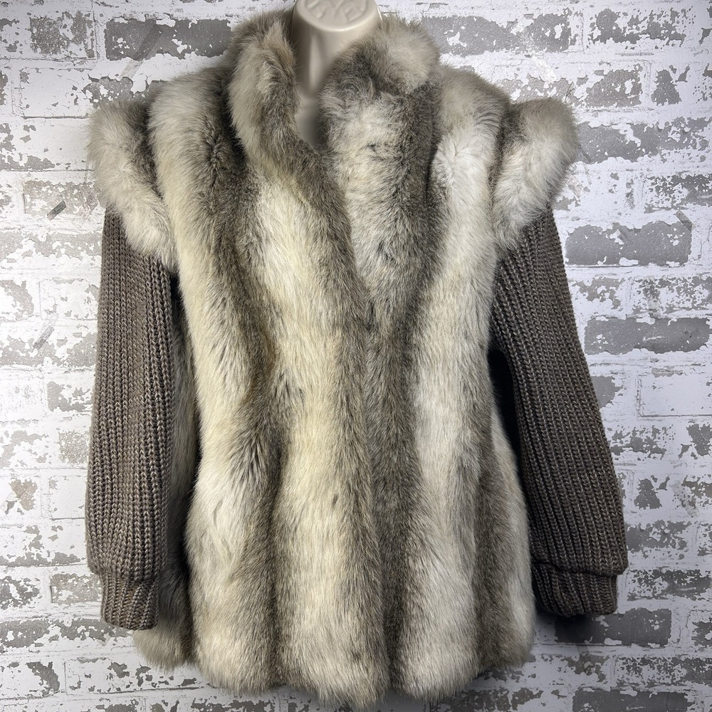 Vtg '80's Jordache Faux Fur Vest Removable Sweater Sleeves Sz (L)?